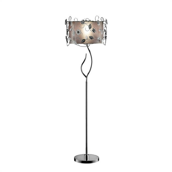 ORE International 62" Tall Metal Floor Lamp with Crystal Accents in Silver