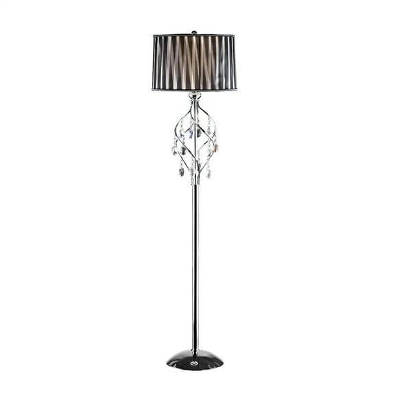 ORE International 63" Tall Metal Floor Lamp "Lady" Silver and Crystal Accents