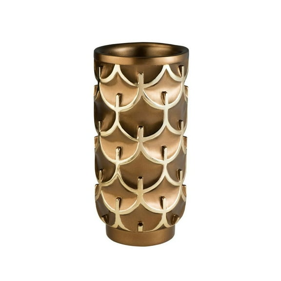 14.25" Tall Polyresin Decorative Vase "Mystic Owl", Golden finish