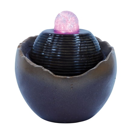 ORE International 8.5" Fountain With LED Light-Color:Dark Brown,Material:POLYRESIN