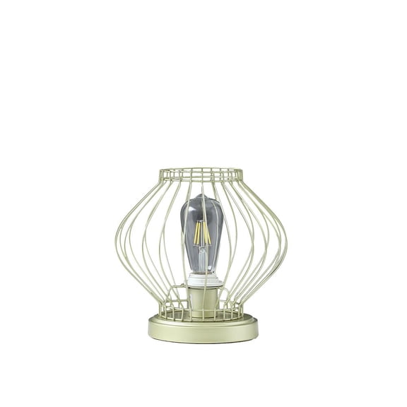 Ore International 9.5" In Industrial Farm Cage Satin Matte Gold Uplight Metal Table Lamp