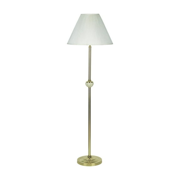 Ore International Brand 60"H Ivory Ceramic/Brass Color Floor Lamp