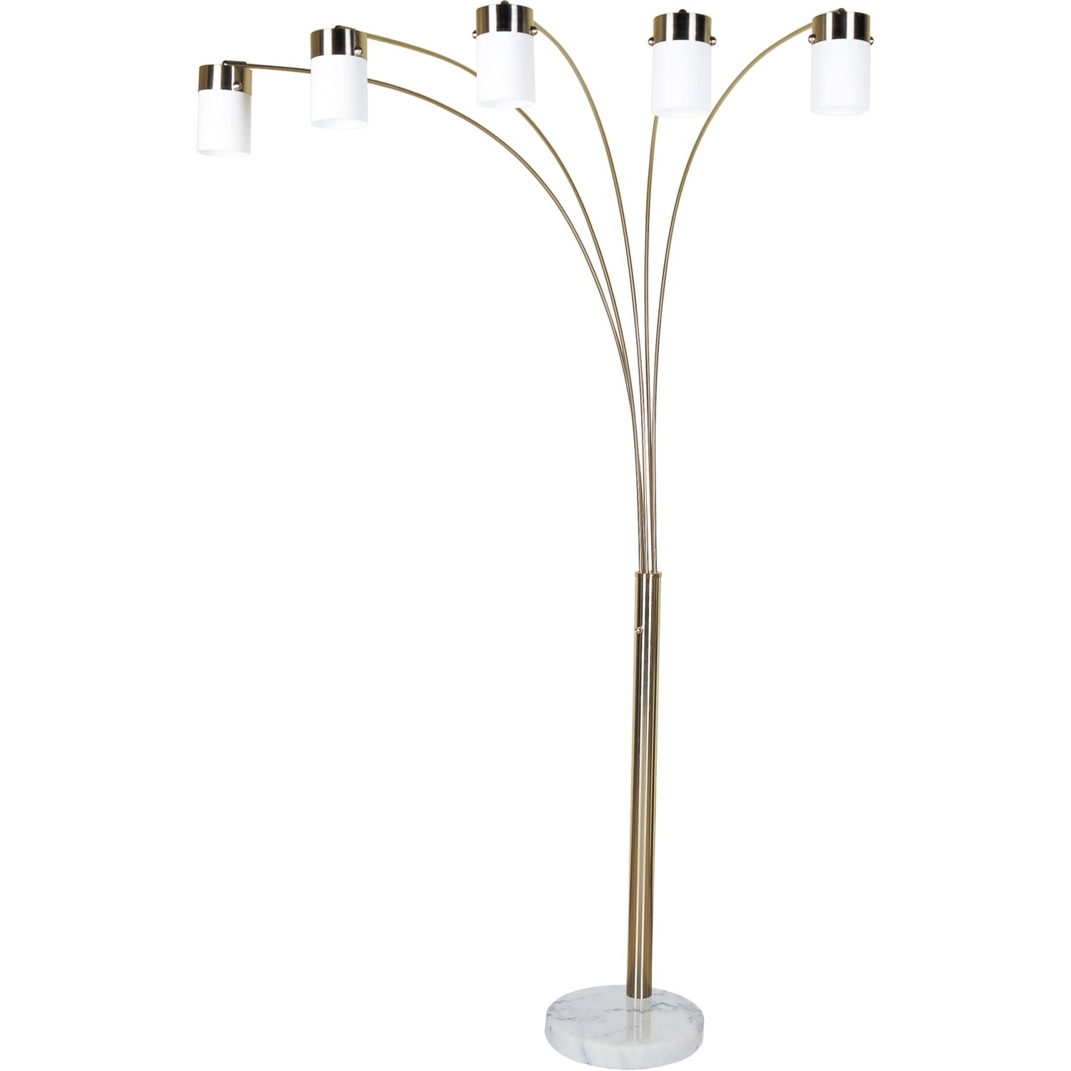 Arcadia 84" Gold Brushed Metal Floor Lamp with White Oval Shades