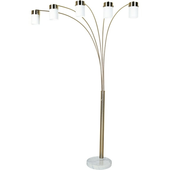 Ore International Brand 83" Steel Arch Floor Lamp in Brushed Nickel Color