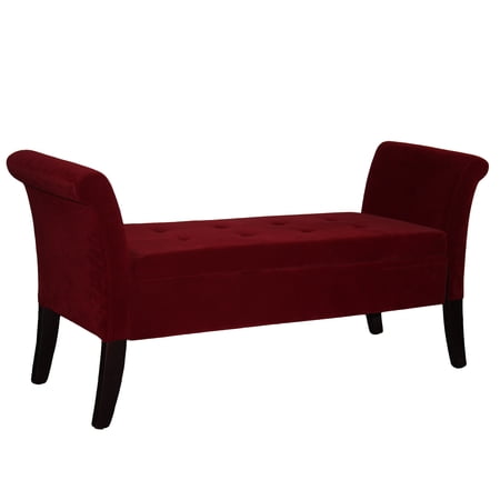 ORE International 26"H Red Tuffted Storage Bench-Color:Red,Material:Wood,Polyester Fabric:3%,Polyurethane Foam:97%