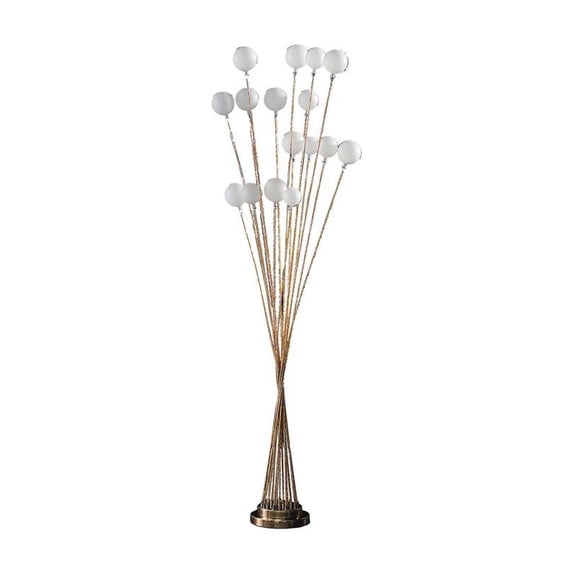 61.5" In 16-Light Acrylic Globe Aluminun Led Chrysanthe Yellow Metal Floor Lamp