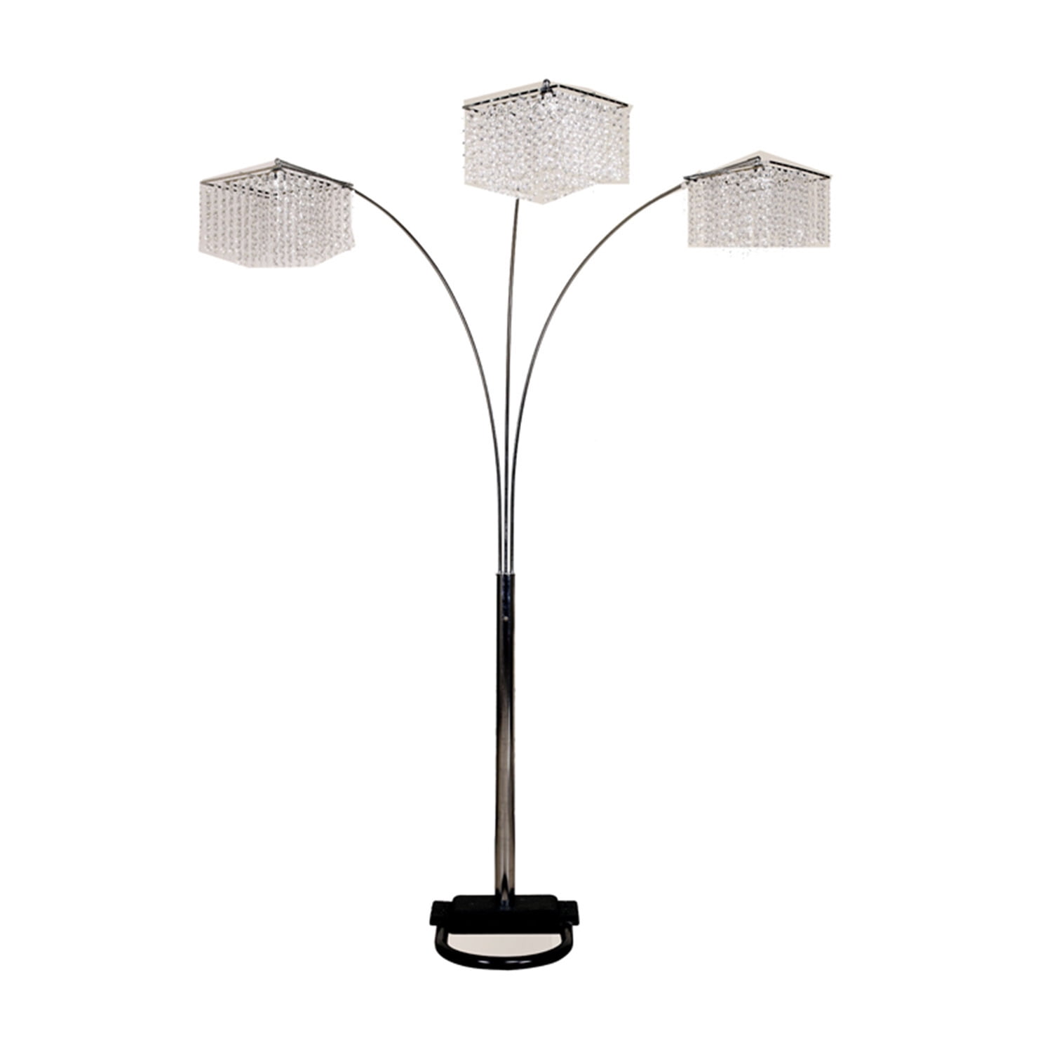 84" Chrome and Crystal 3-Light Arc Floor Lamp