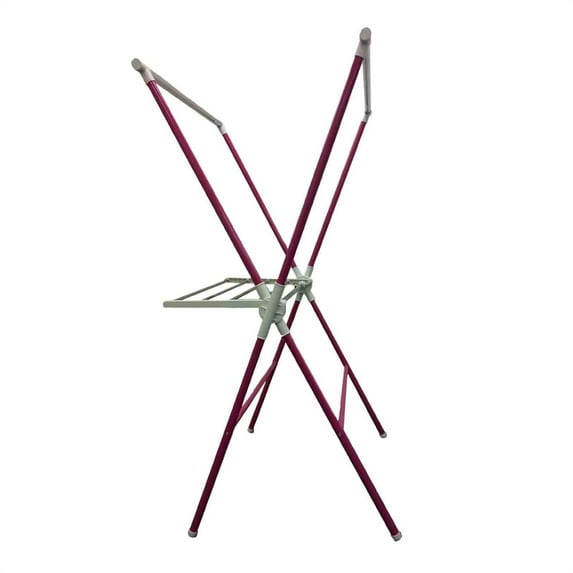 ORE International 51" Metal Adjustable Folding Laundry Drying Rack in Pink