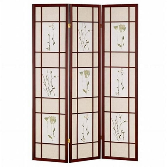 Ore International R5443 3 Panel Shoji Screen - Cherry