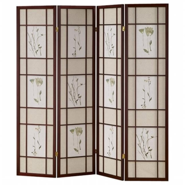Ore International R5443 - 4 4 Panel Shoji Screen - Cherry