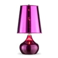 thumbnail image 1 of ORE International 18" Tall Metal Luster Touch Table Lamp, Magenta finish, Transparent Shade, 1 of 2