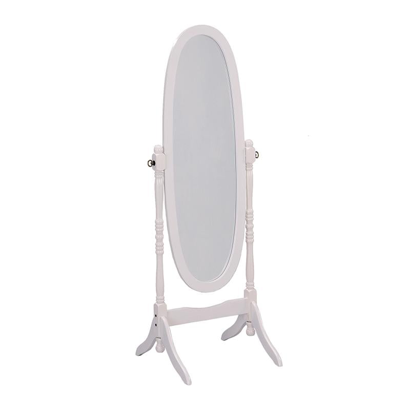 Elegant Oval White Wood Full-Length Freestanding Mirror