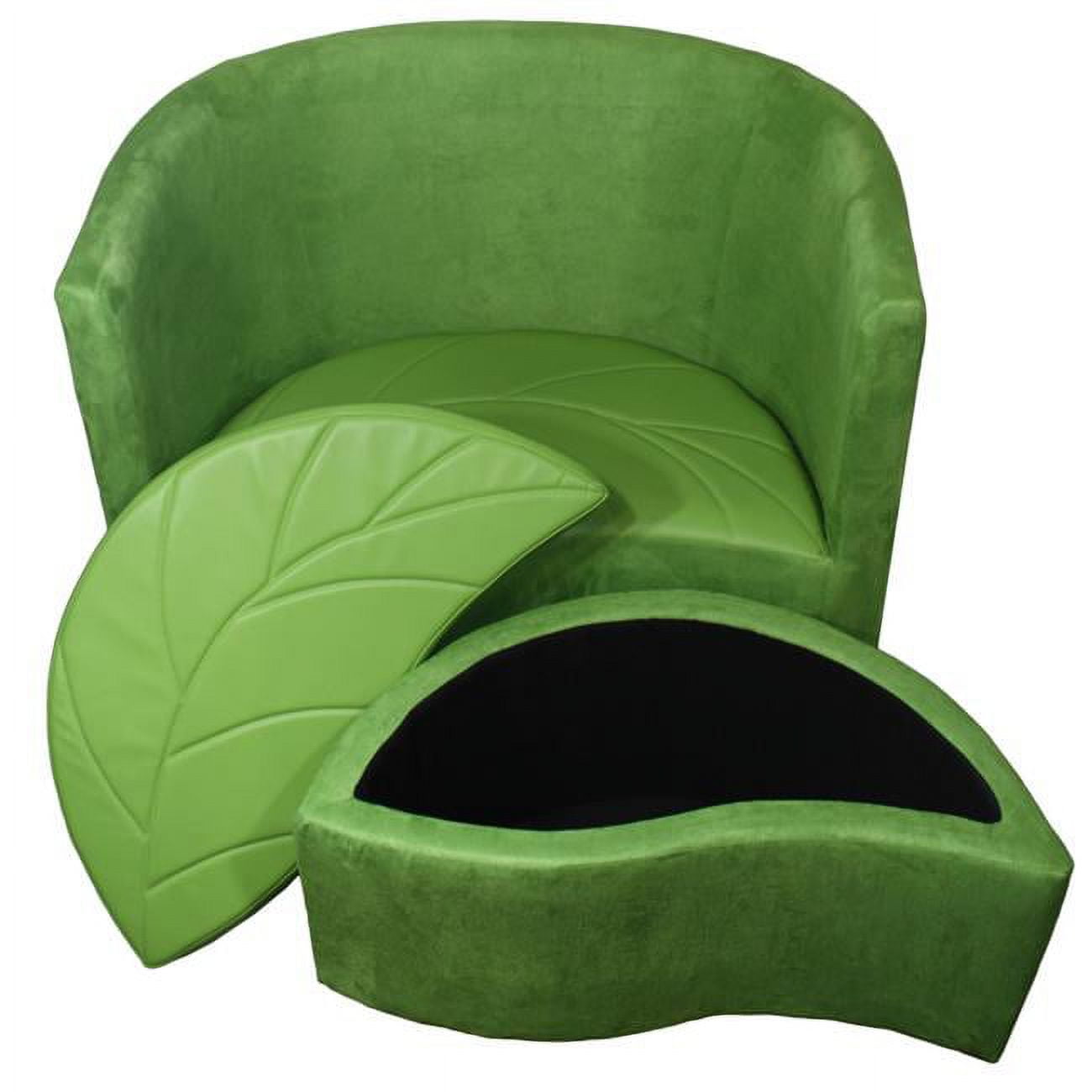 OreInternational HB4481 29 in. Green Suede Accent Chair With Storage