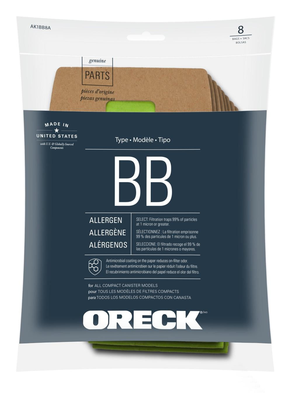 Oreck Genuine Buster B Canister Vacuum Paper Bags 8 Pack
