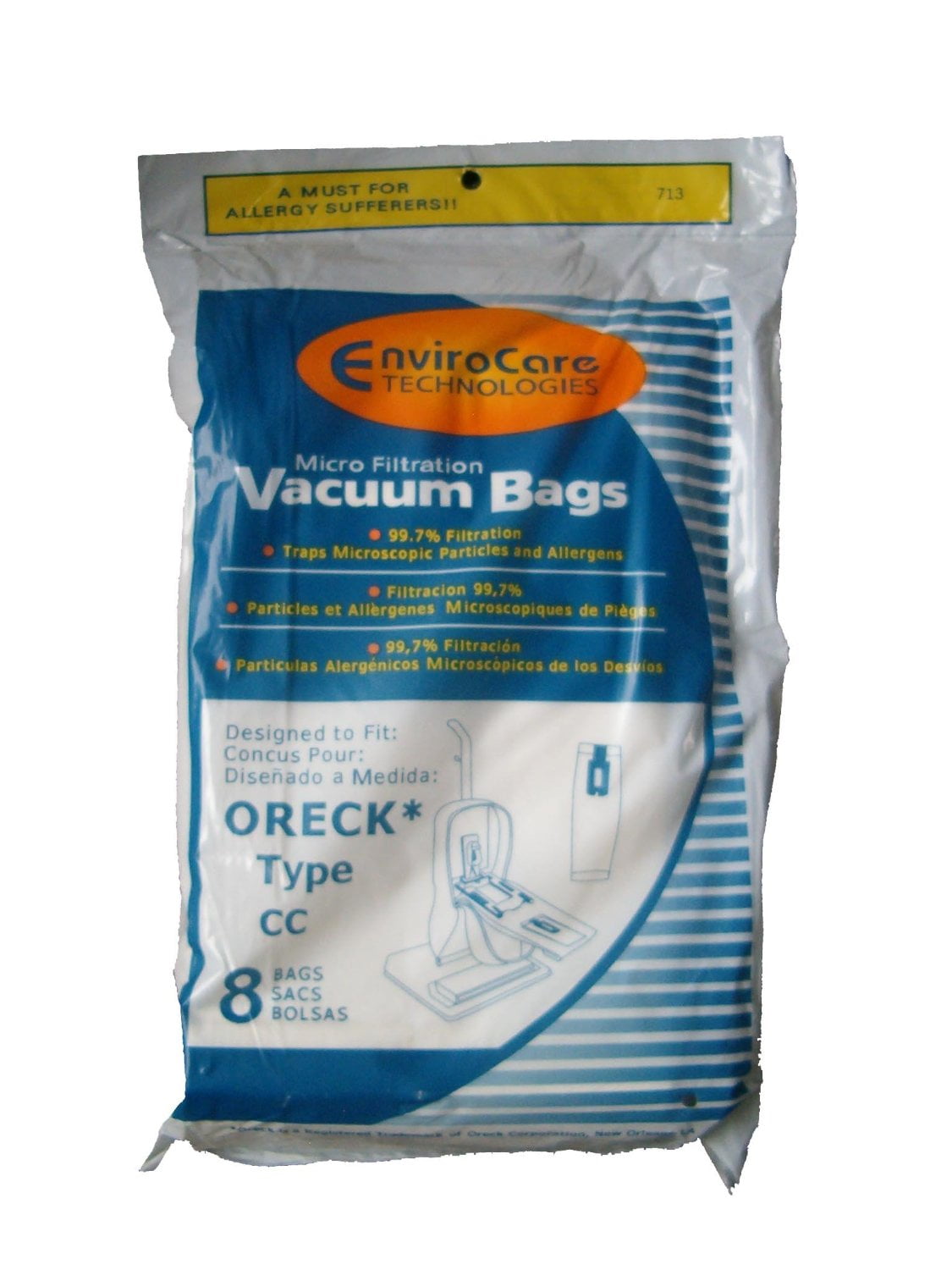 Oreck Type CC Xl Micro Filtration Vacuum Bags, Fits All XL7, XL21, 2000's, 3000's, 4000's, 8000