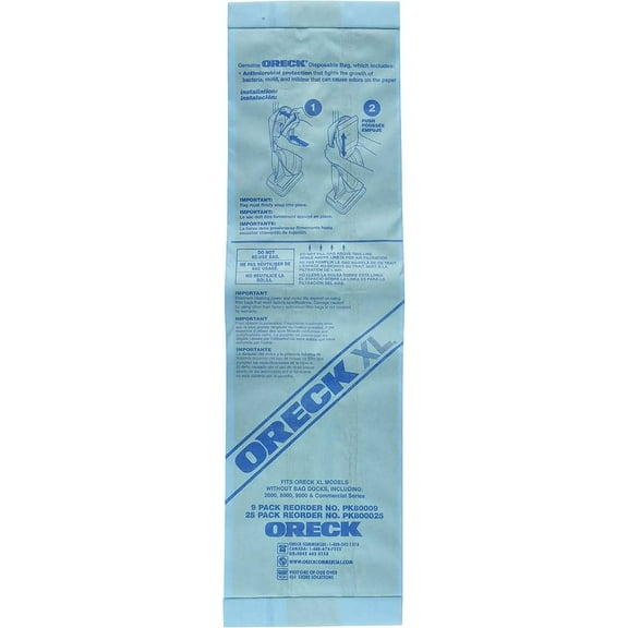 Oreck XL 2000 8000 9000 Non Dock Upright High Density Style Allergen Vac Bags [Single Loose Bag]
