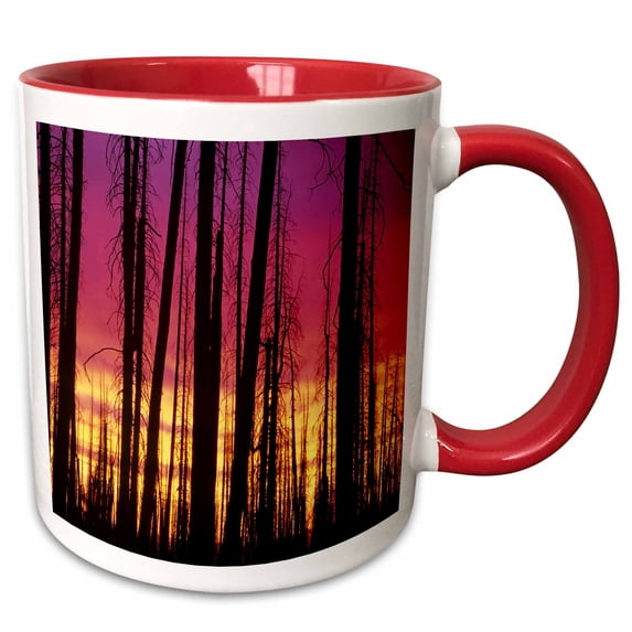 3drose, Orecon, Hells Canyon Nra, Hat Point, Lodgepole Pines at Sunset, 15oz Two-tone Red Mug