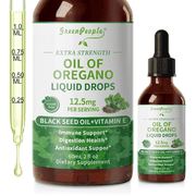Oregano Oil Drops, Oil of Oregano Liquid Drop, Herbal Supplement with Black Seed Oil 80% Carvacrol, for Immune & Digestive Health, 2 Fl Oz