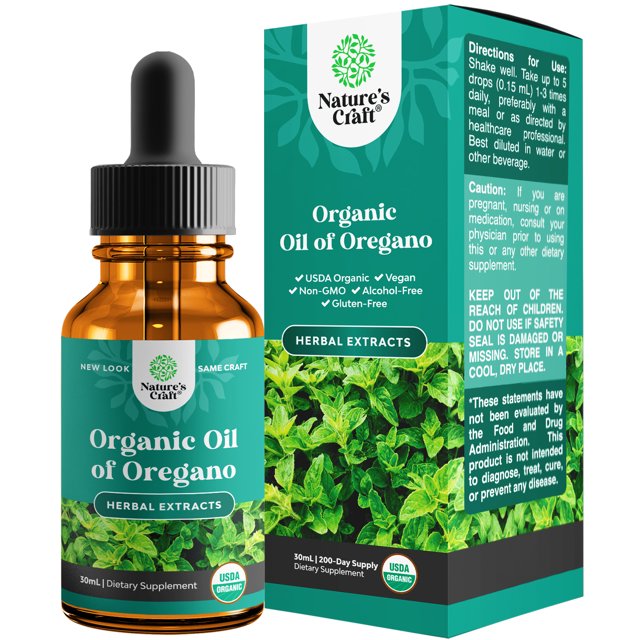 Oregano Oil Organic Liquid Drops Super Concentrated USDA Organic Oil