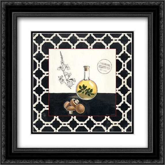 Oregano and Mushrooms 2x Matted 20x20 Black Ornate Framed Art Print by Fabiano, Marco