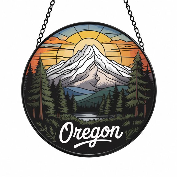 Oregon 1 Travel Stained Glass Sun Catchers, Travel Souvenir Window Decor