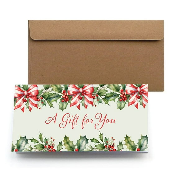 Great Papers! Holly & Holiday Bow Gift/Money Card Holders with Envelopes, 6.5" x 11", 12 Count (2025046)