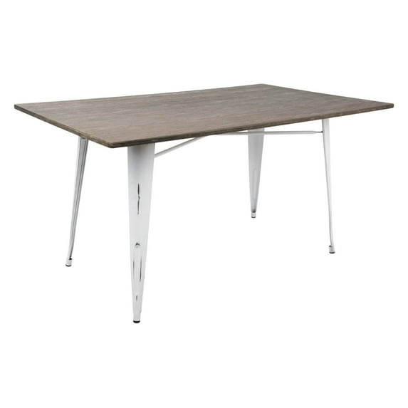 Oregon 59" Industrial-Farmhouse Dining Table in Vintage White and Espresso by LumiSource