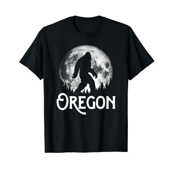 Oregon Bigfoot at Night! Cool Full Moon & Trees Sasquatch T-Shirt