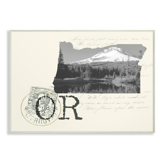 Oregon Black and White Photograph on Cream Paper Postcard Wall Plaque Art