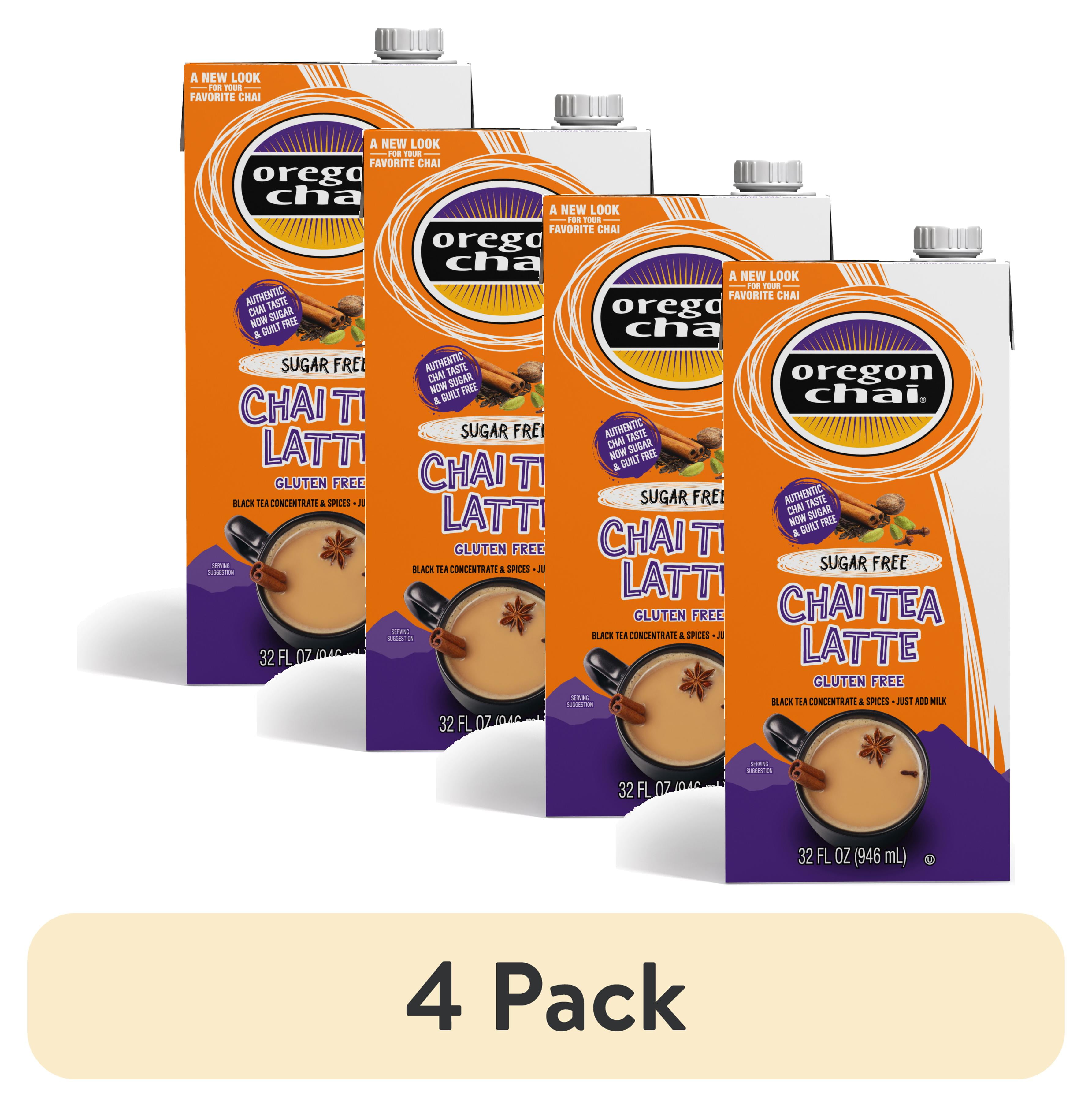 (4 pack) Oregon Chai Sugar Free Chai Tea Latte, Tea Concentrate, 32 fl oz