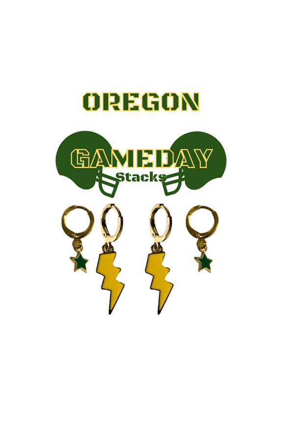 Oregon Classic Gameday Earring Stacks For Ducks Game Day golden yellow | green