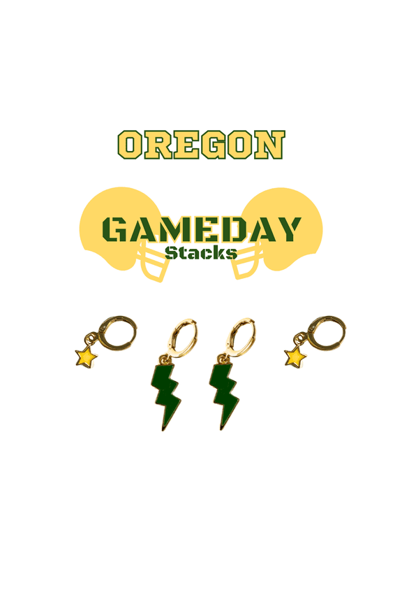 Oregon Classic Gameday Earring Stacks For Ducks Game Day green | yellow