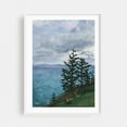 thumbnail image 1 of Oregon Coast 01 - Oregon Painting Watercolor Seascape Landscape Nature Coast Moody Woodland White Framed Wall Art Print 9 x 12 inches, 1 of 1