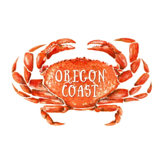 Oregon Coast, Dungeness Crab, Watercolor (9x12 Wall Art Print, Home Decor)