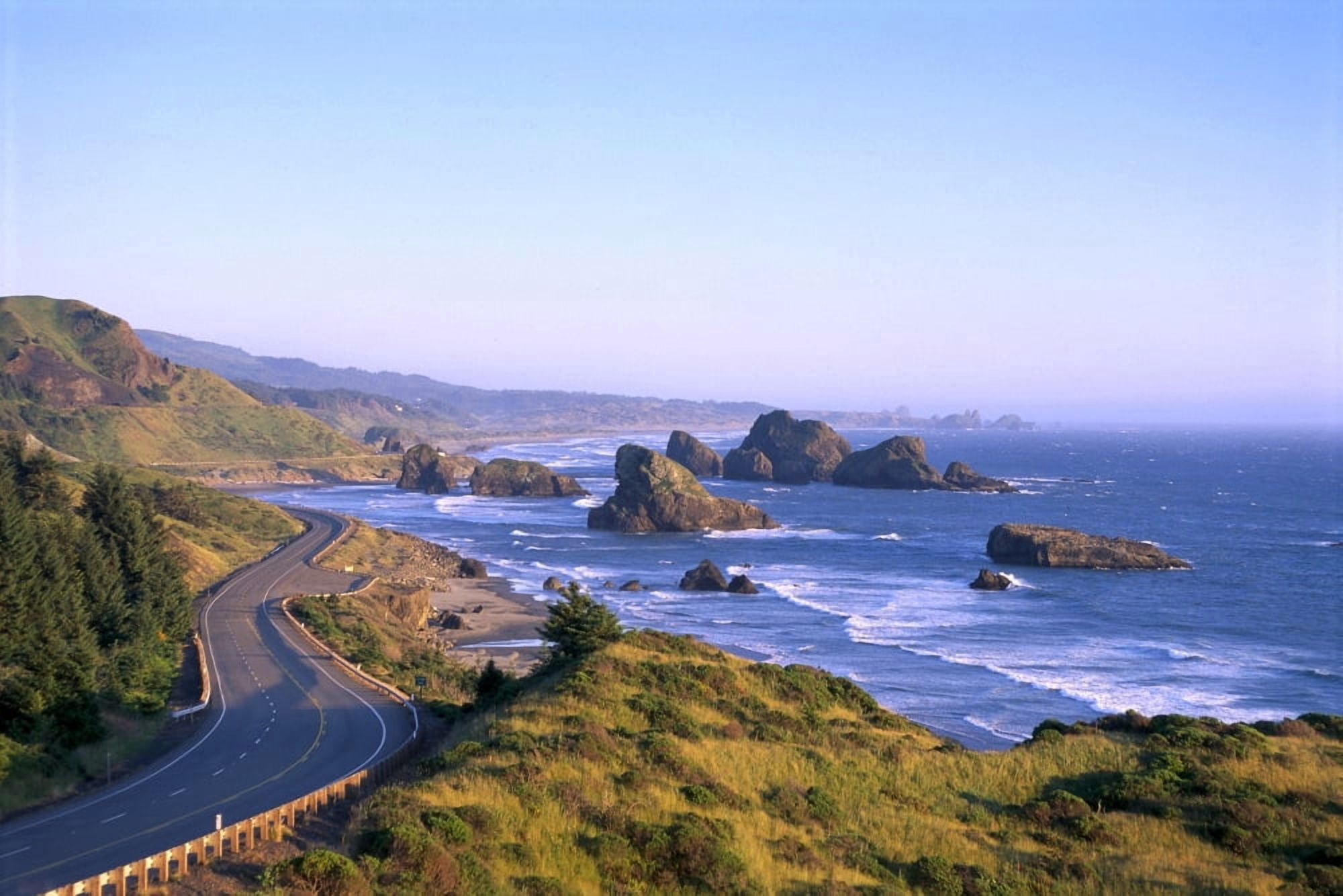 Oregon Coast Highway 101 And Pistol River State Park From Cape Sebastian B1644 Canvas Art - Greg Vaughn  Design Pics (38 x 24)