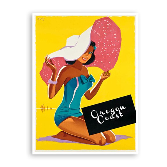 Oregon Coast Vintage Travel Poster, Pacific Northwest Wall Art Print