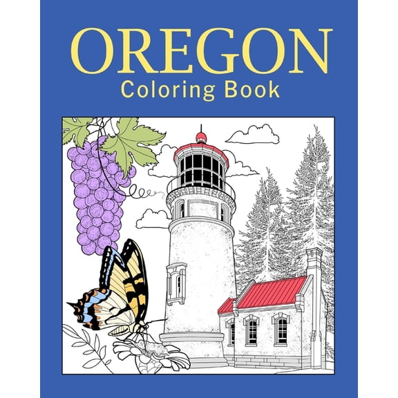 Oregon Coloring Book: Painting on USA States Landmarks and Iconic, Gift for Oregon Tourist, (Paperback)