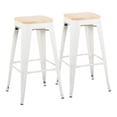 thumbnail image 1 of Oregon Contemporary Barstool In White Steel And Natural Wood - Set Of 2, 1 of 7