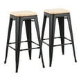 thumbnail image 1 of Oregon Contemporary Barstools in Black Steel & Natural Wood by Set of 2, 1 of 3