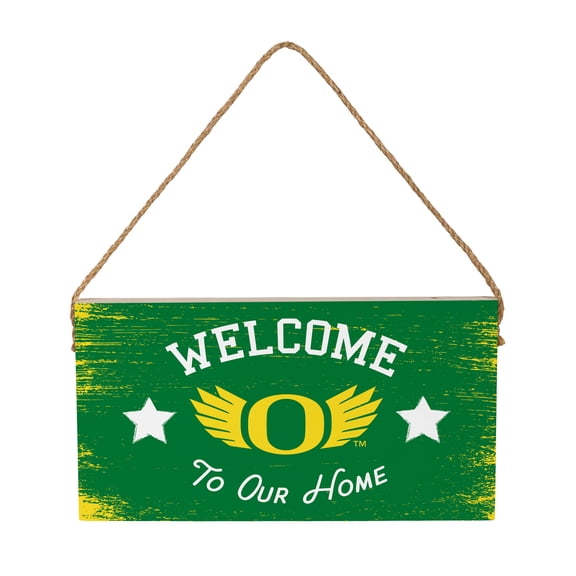 Oregon Ducks 6" x 11" Welcome Home Wood Wall Sign with Rope Hanger