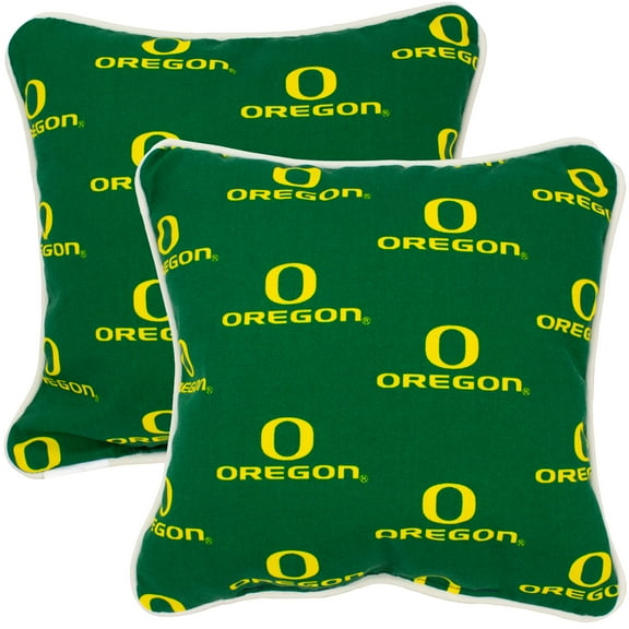 Oregon Ducks College Covers Indoor or Outdoor Decorative Pillow Pair, 16 in x 16 in