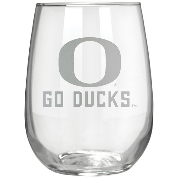 Oregon Ducks Etched 17oz. Rally Cry Stemless Wine Glass