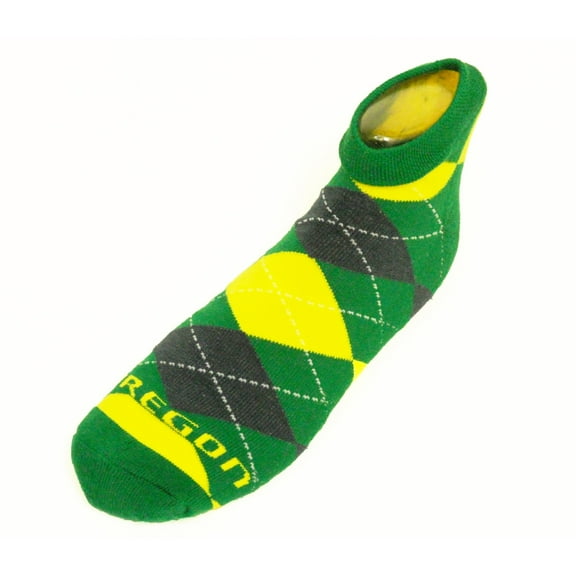 Oregon Ducks No Show Footie, Argyle Sock - Donegal Bay - Unisex - One Size - No-Show
