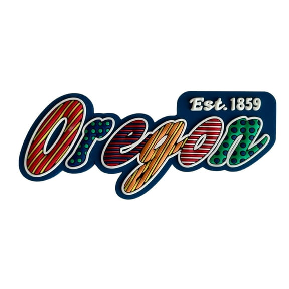 Oregon Festive Multicolor Letters Fridge Designer Magnet 3.25" x 1.25"