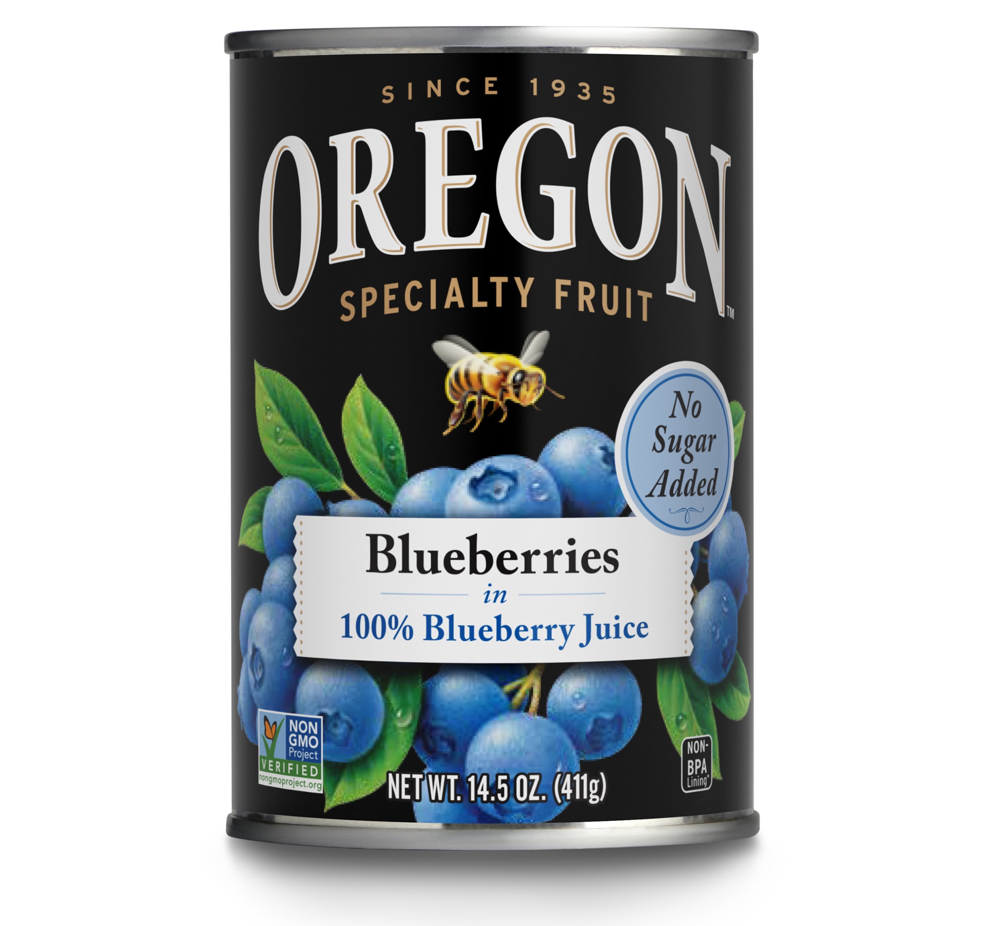 Oregon Fruit Canned Blueberries in 100 Blueberry Juice, 14.5 oz Can