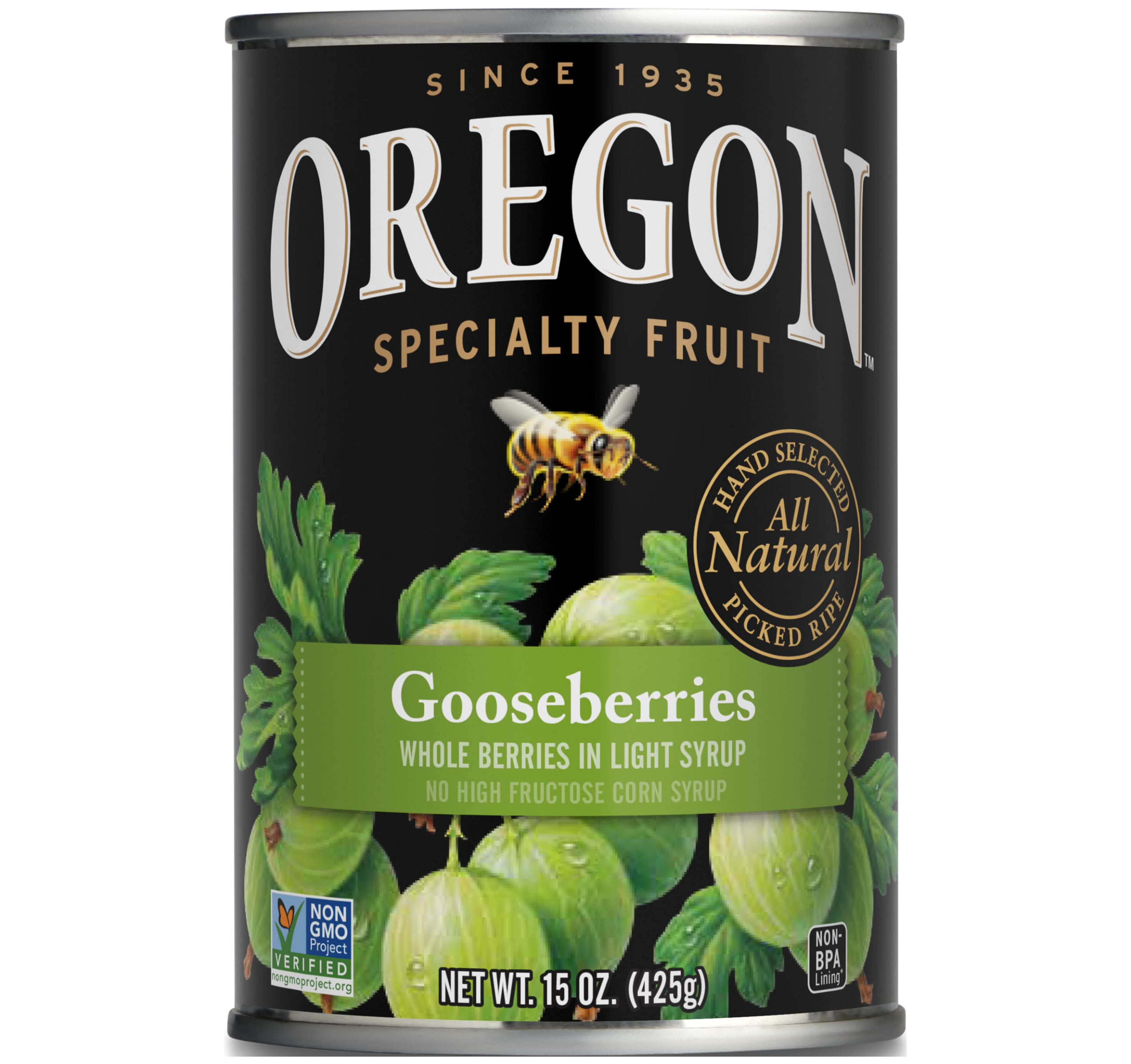 Oregon Fruit NonGMO Gooseberries in Light Syrup, Versatile Canned Fruit, 15 oz Can
