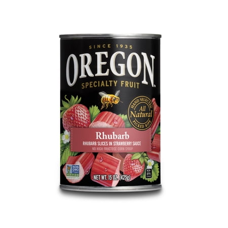 Oregon Fruit Co. Canned Rhubarb Slices in Strawberry Sauce, 15 oz Can