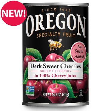 Oregon Fruit Dark Sweet Cherries in 100% Cherry Juice, No Sugar Added, 14.5 oz