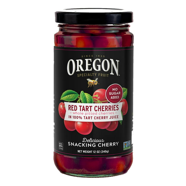 Oregon Fruit Red Tart Cherries in 100% Tart Cherry Juice, 12 oz Jar