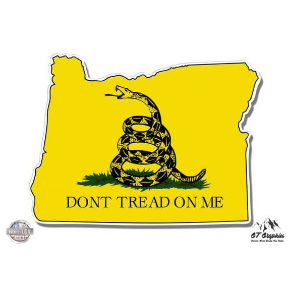 Oregon Gadsden Flag Don't Tread on Me - 8" Vinyl Sticker - For Car Laptop I-Pad - Waterproof Decal